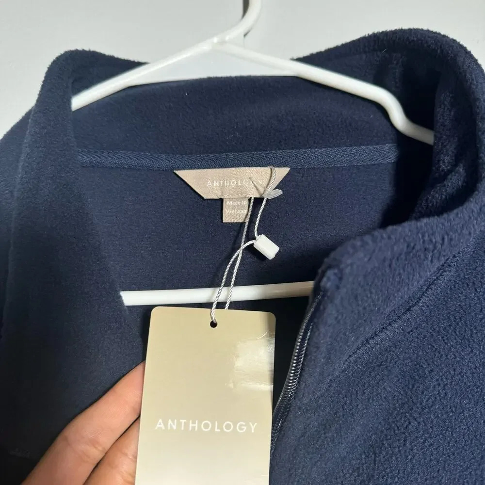 Anthology Unisex Navy Full‎ Zip Fleece Jacket Sweater Sz 16/18 - Picture 4 of 14
